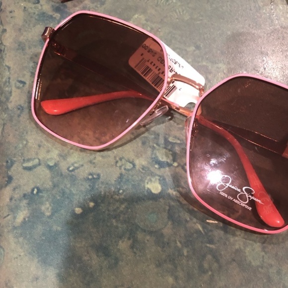 Jessica Simpson J6094 Modern pink Hexagonal Metal Sunglasses 100% UV‎ Protection main image 7